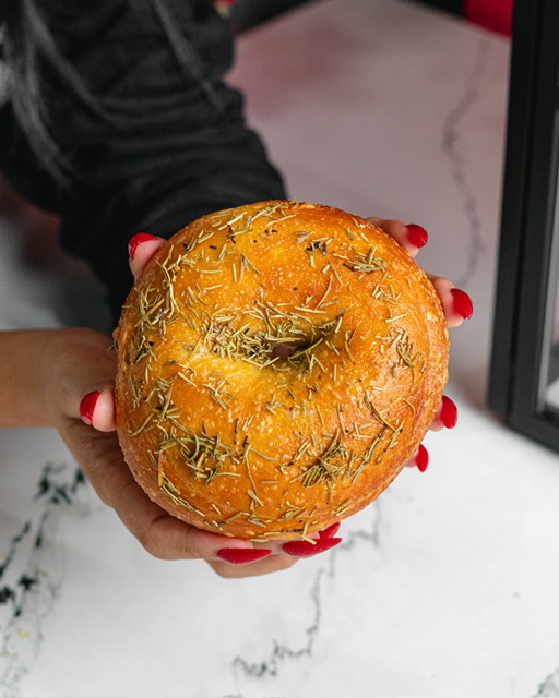 Rosemary bagel sandwich